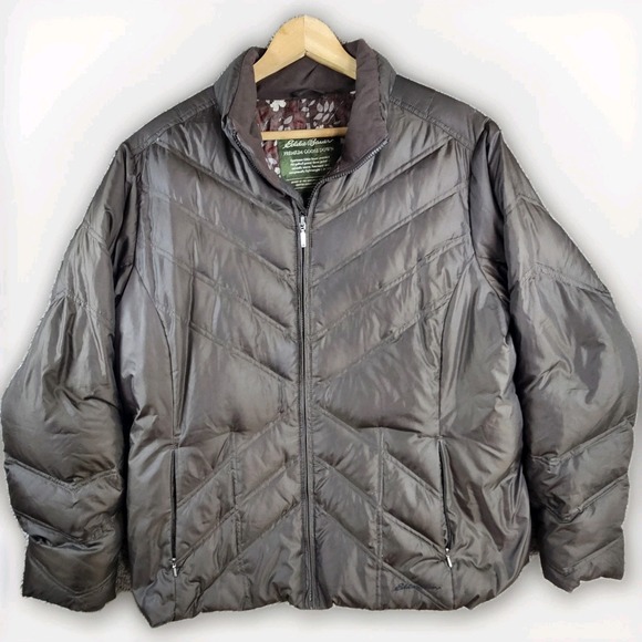 Eddie Bauer Jackets & Blazers - Eddie Bauer Premium Goose Down Brown Puffer Quilted Jacket Coat‎ Women's XL